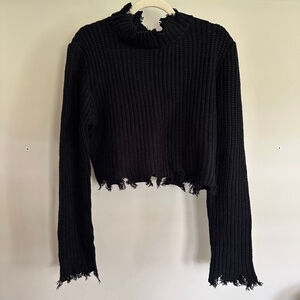 Women's Love Tree Black Knit Sweater Size L